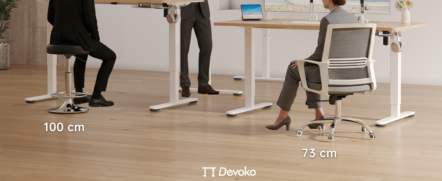 Електричний регульований стіл Devoko 120x60 см: офісний, для комп'ютера, з пам'яттю висоти, стоячий, бежевий