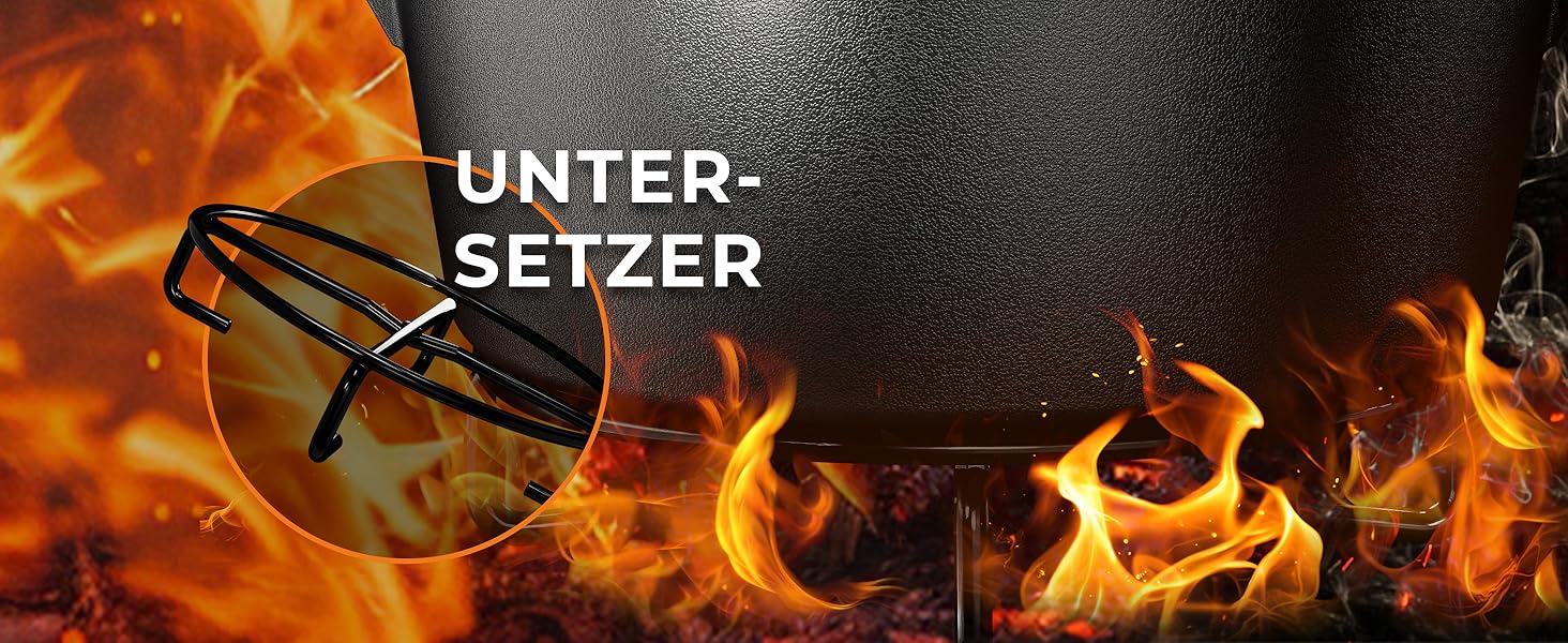 Набір чавунний казан Dutch Oven 4.5л з кришкою, підставкою та підйомником для кришки, підходить для 2-4 осіб