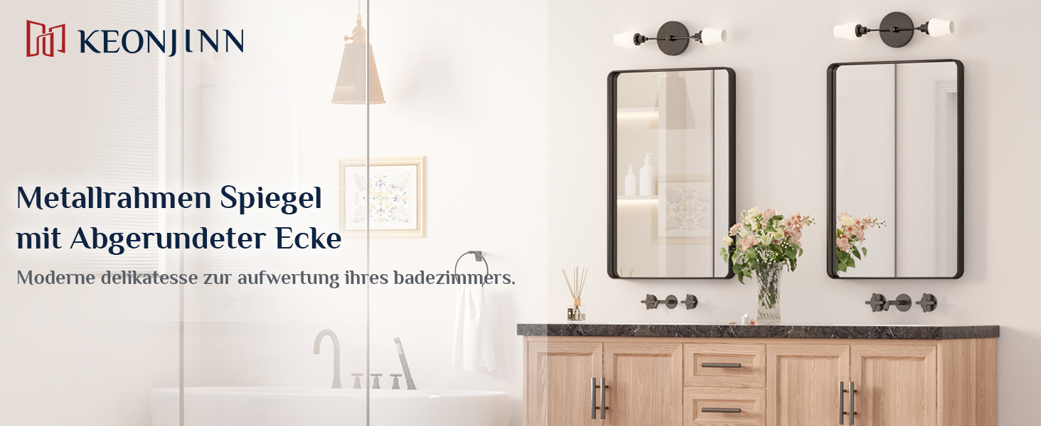 Дзеркало Keonjinn Wand Spiegel 40x50 см з металевим каркасом, прямокутне. Для ванної кімнати, вітальні, спальні, коридору. Чорний колір. Розміри: 90 x 60 см