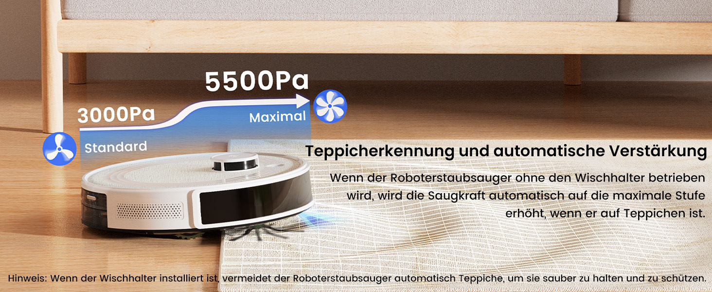 Робот-пилосос LEFANT M2 Plus з картографією, лазерною навігацією, 6000Pa, персоналізованим прибиранням, WiFi/App/Alexa, чорний