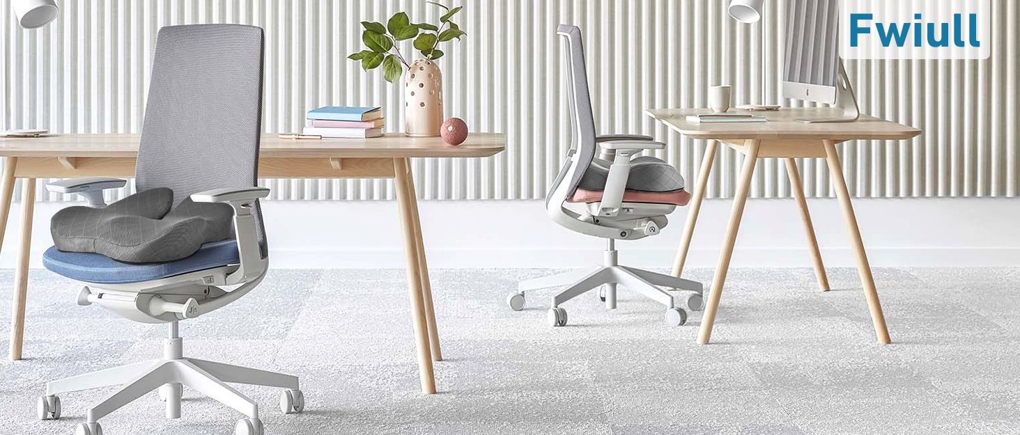 Подушка для сидіння Fwiull з Memory Foam: ергономічна, для автомобіля, дивана, офісу, сірого кольору