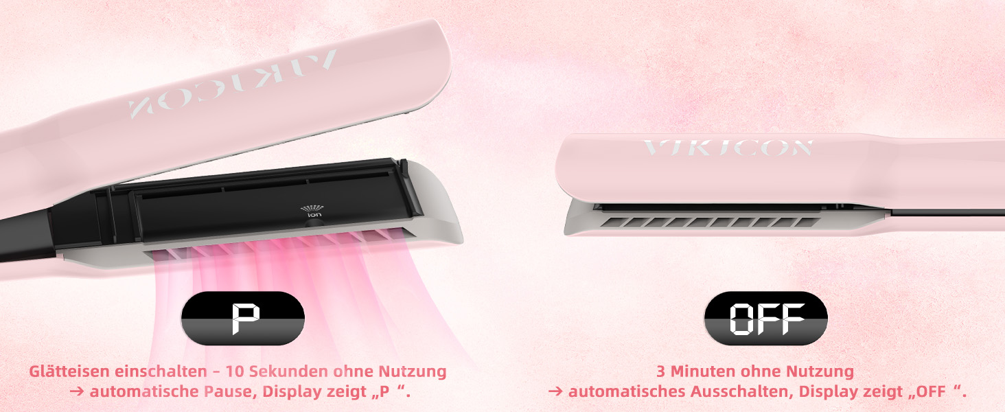Випрямляч для волосся VIKICON Air Ionic: Професійний безпластинковий випрямляч та плойка для середнього та довгого волосся, рожевий