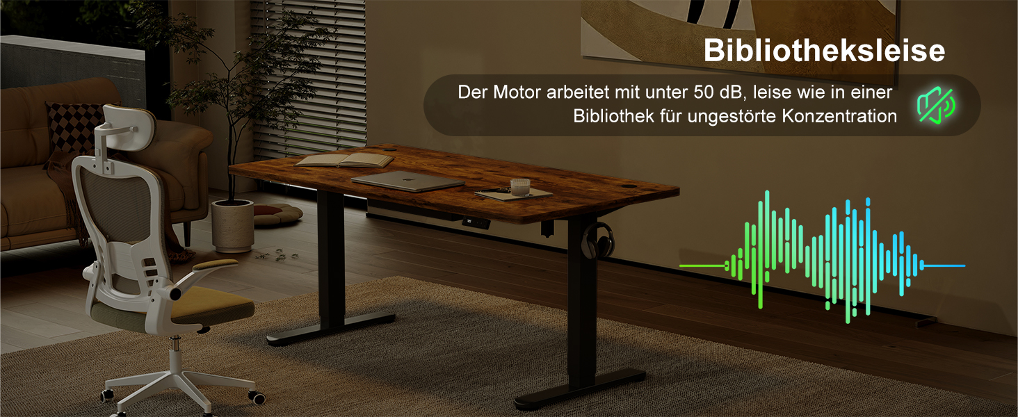 Регульований стіл Devoko 200x80 см з USB-C, електричний, мобільний, з органайзером для кабелів, білий/вінтажний коричневий