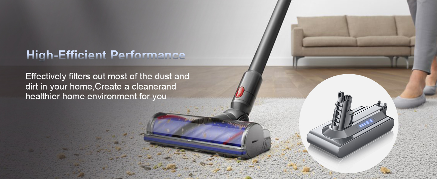 Акумулятор для пилососа Dyson V10 (Powtree) + фільтр та гвинти - 6.0Ah, сірий