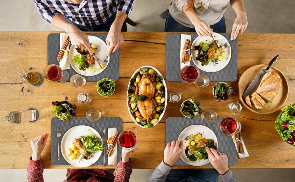 Набори серветок на стіл, 6 шт., чорні, миючі, підставки під тарілки, серветки для дітей, осінні, шкіряні, підставки під тарілки