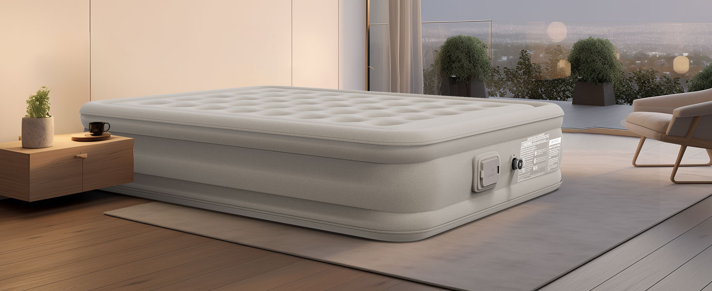 Надувне ліжко 2 персони, надувна матрац з самонадуваністю, портативний насос, антизносний та антишумовий матеріал преміум-якості. Підходить для кемпінгу або дому (одиночне).