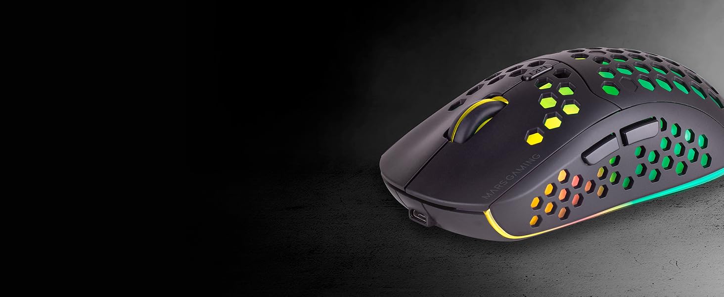 Бездротова ігрова миша Mars Gaming MMW3W RGB Flow, ультралегка (79г), 3200 DPI, біла