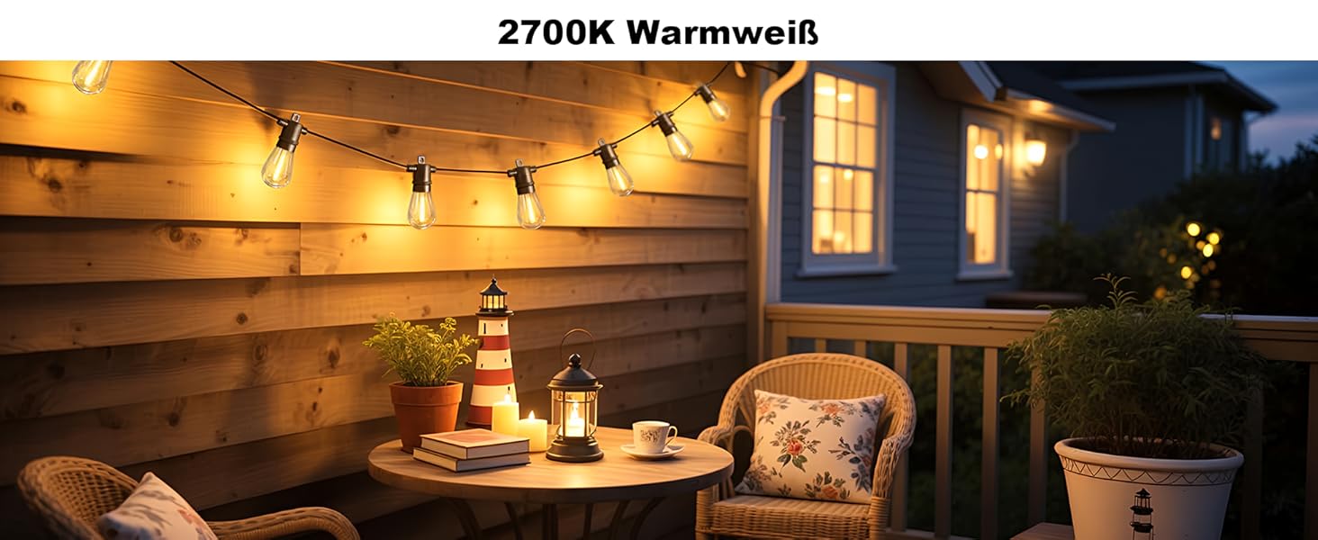 BRIMAX LED гірлянда для вулиці, 30м, 220-240V, IP44, 46+4 лампочки G40 E12 1W, 2200K, розширювана, для кемпінгу, ярмарку, саду, вечірки