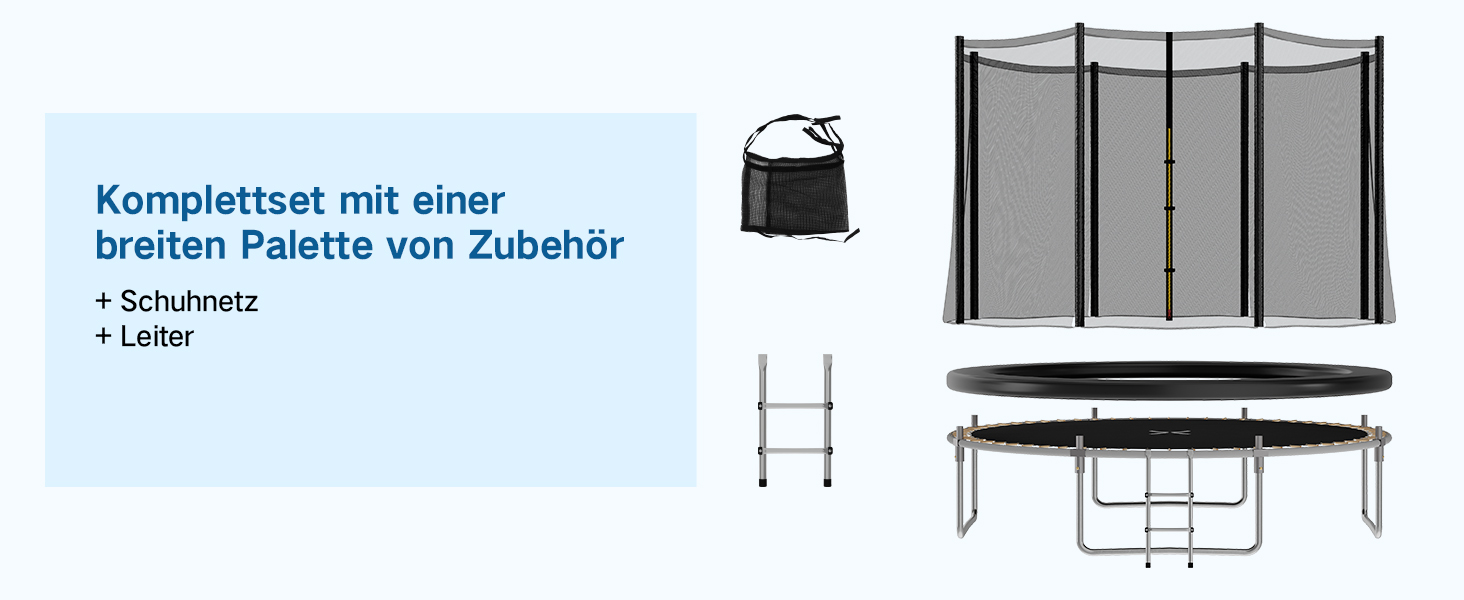 Батут Devoko вуличний Ø183/228/305/366/427 см, з сертифікатом GS, для дітей, садовий батут з сіткою, драбиною та захисним покриттям, чорний 228 см