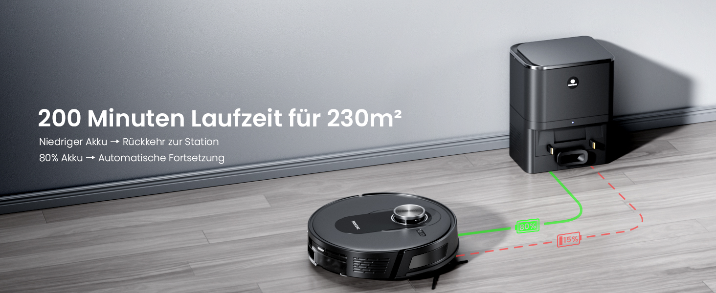 Робот-пилосос Proscenic Q8 Max з функцією миття, 8000Pa, 200хв, станція самоочищення 3л, лазерна навігація, керування через APP, Alexa, Google, Siri