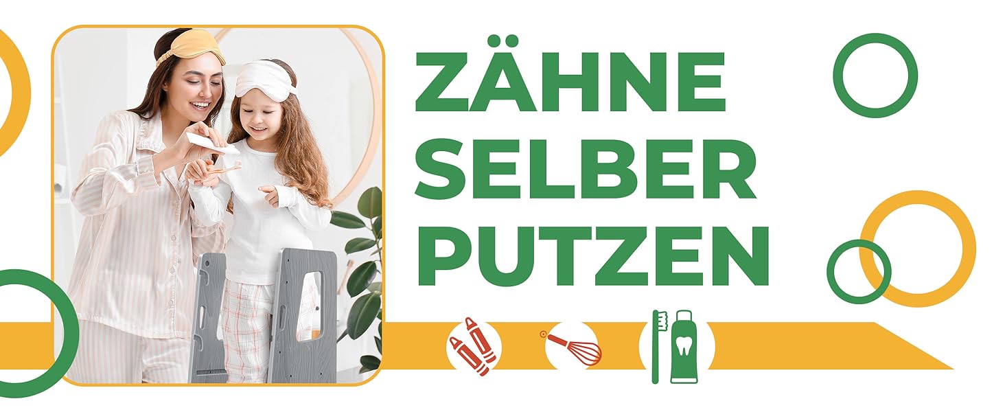 КІДІЗ® навчальний стільчик для дітей від 1 року | 3-ступеневий регульований по висоті | з навчальним годинником | дерев'яний (сосна) | розвиває моторику | Montessori Learning Tower | до 50 кг | антрацит & сосна