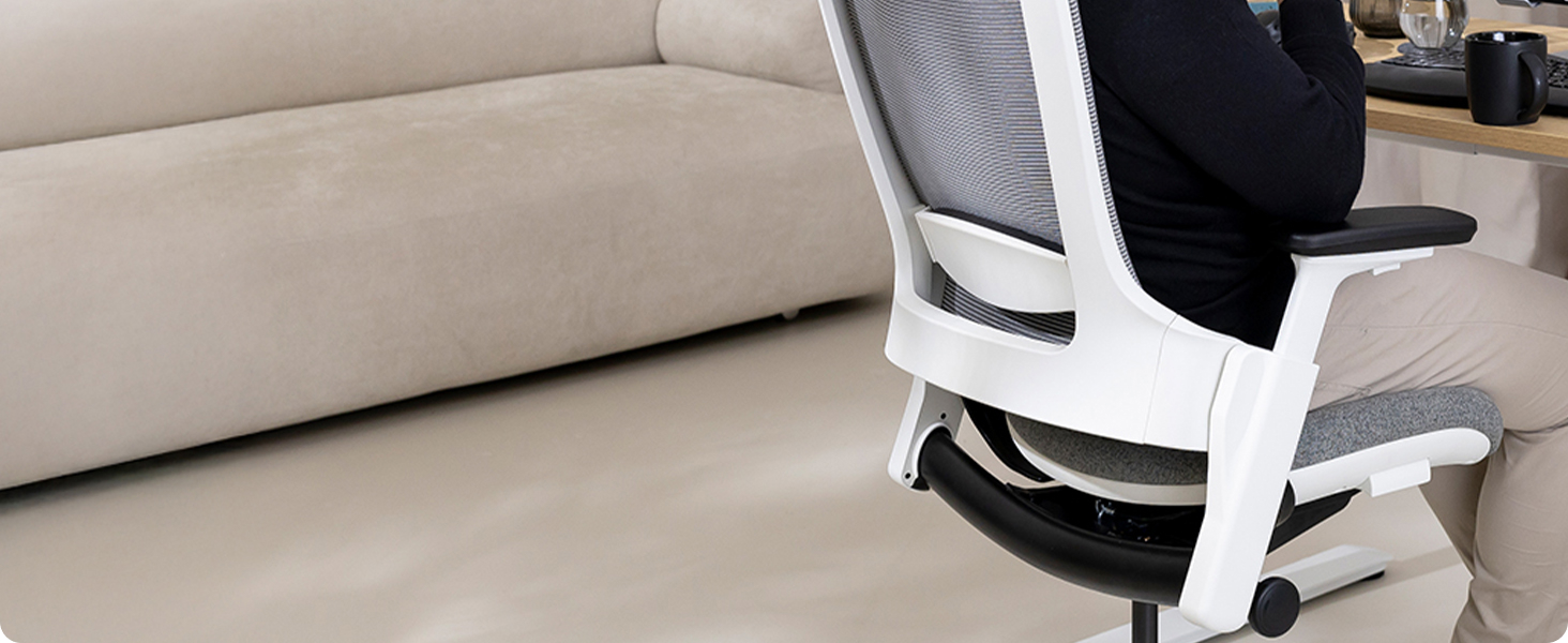 Ergotopia NextBack: ергономічне крісло для офісу з підтримкою спини | Крісло для роботи з підголівником та підлокітниками | 5 років гарантії (сірий/білий)