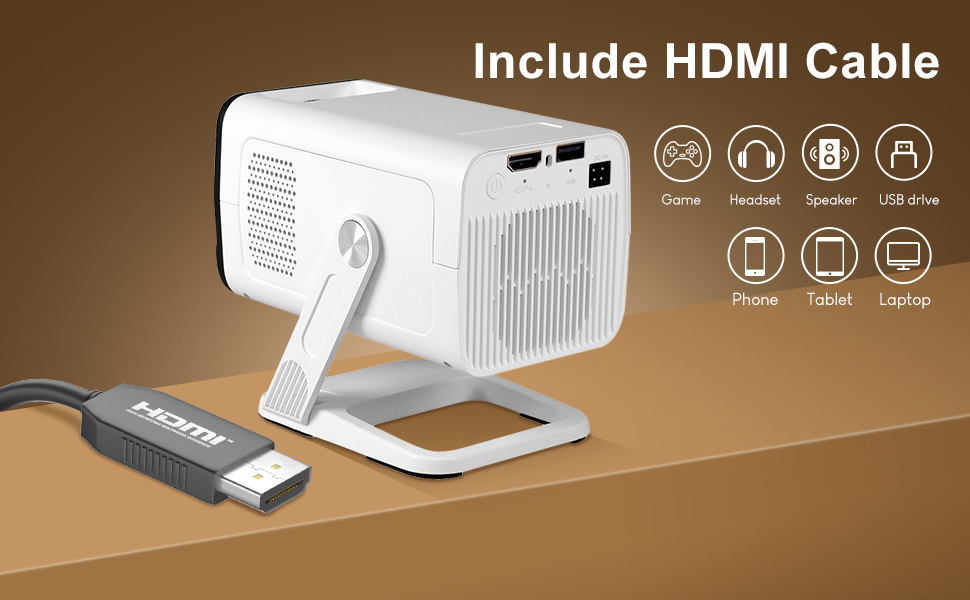 Портативний проєктор ZDSSY Beamer Klein 4K з Wi-Fi 6 та Bluetooth 5.2, автофокусом та корекцією трапеції, підтримкою Android/iPhone/PC/Mac/Switch/PS5