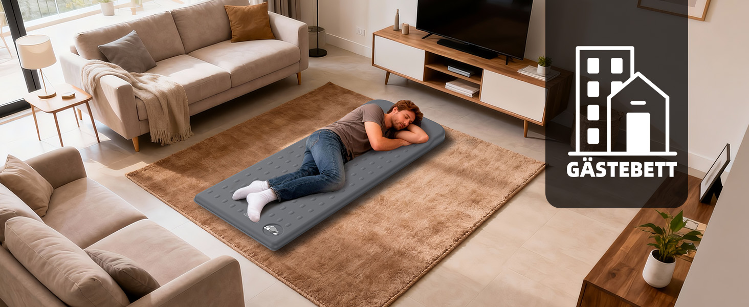 Самонадувний кемпінговий матрац KASIMO з ефектом пам'яті (Memory Foam), R-Value 9.5, потовщена туристична підстилка з подушкою для намету, авто та подорожей, сірий, одномісний