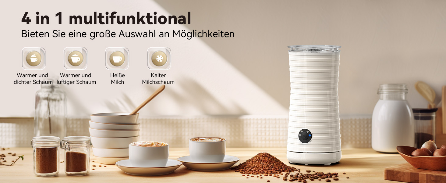 Електричний спінювач молока Morpilot 4-в-1 для лате, капучино та макіато (білий)