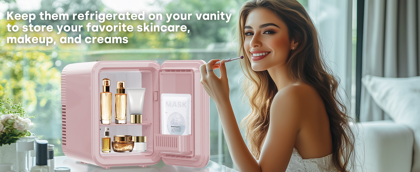 Mini холодильник Enventor 10L: для кімнати, авто, офісу. Кулер/підігрів, 12V/220V, тихий, рожевий