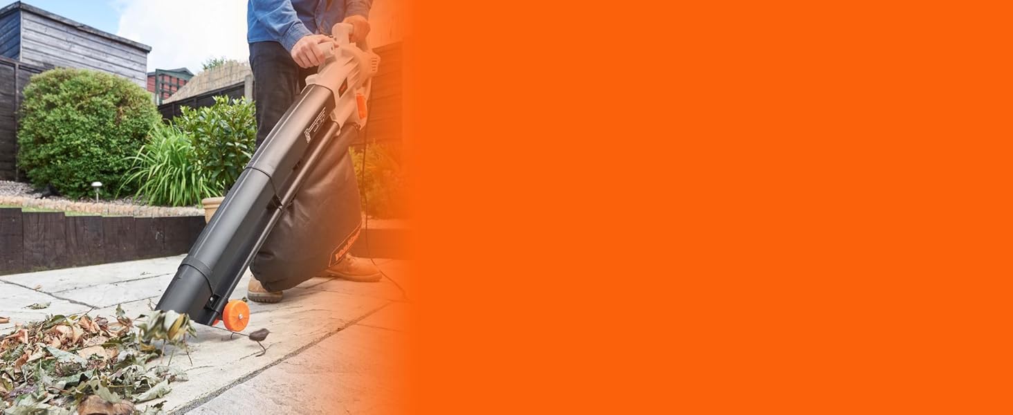 Електричний садовий пилосос-набір VonHaus 3000W: пилосос, дмухач, мульчер. Для саду, тераси, під'їзної дороги. З мішком 35л, плечовим ременем. Модель 8100089