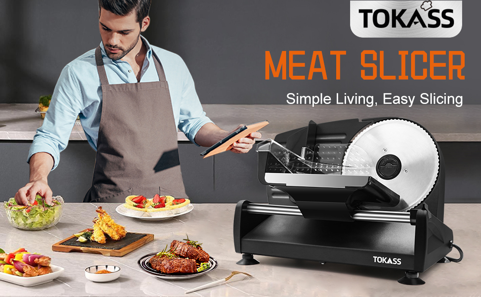 Електричний слайсер 200W з нержавіючої сталі - кухонна машина з регулюванням 0-15 мм, 2 леза, для м'яса, ковбаси, сиру та хліба