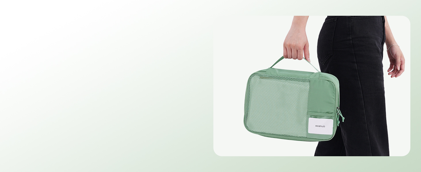 Набір органайзерів для валізи ECOHUB, 6 предметів, дорожні компресійні сумки з ID-тегами з перероблених матеріалів, дихаючі органайзери для подорожей та рюкзака, темно-сірі