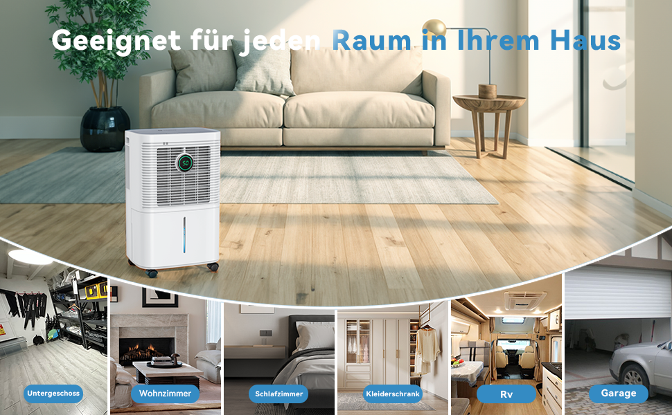 Електричний осушувач повітря 16л/24г з цифровим дисплеєм вологості, таймером 24г, безперервною подачею води, для квартири/підвалу, 16л/24г, 35㎡