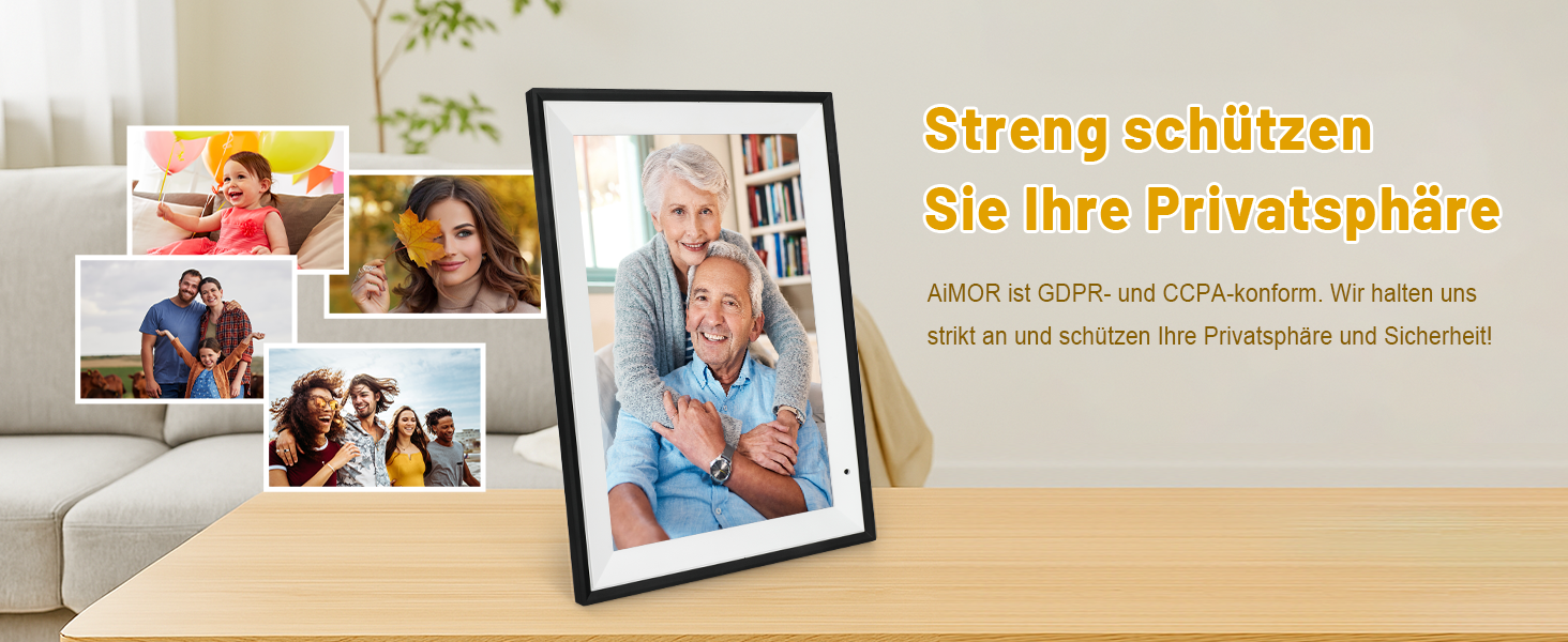 Цифровий фоторамка 10.1 дюйма з Wi-Fi, 32GB, IPS сенсорний екран, автоматичне обертання, чорний колір