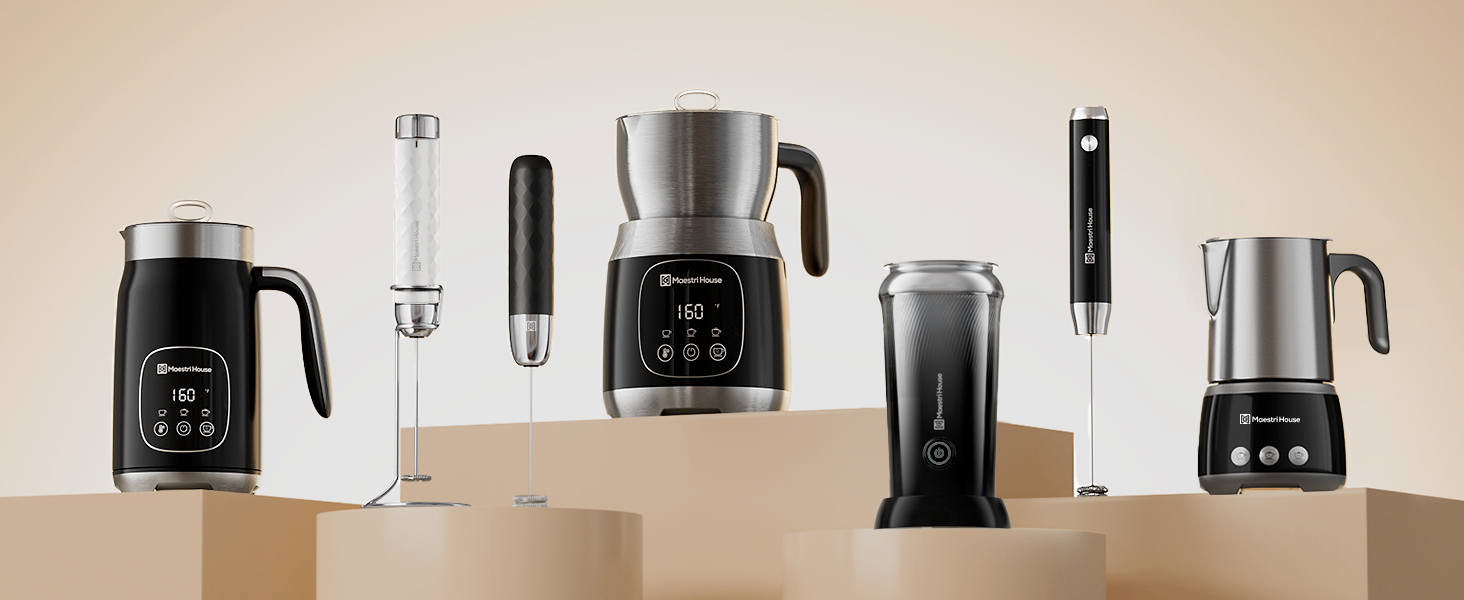 Електричний пінний міксер Maestri House LunaFro 2.0: бездротовий, з регулюванням швидкості та підставкою з нержавіючої сталі