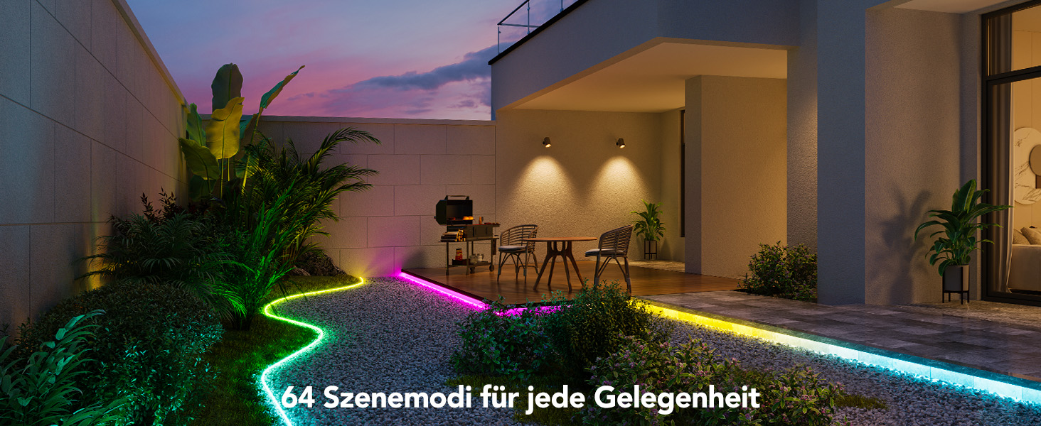 Світлодіодна неонова стрічка Govee Outdoor RGBIC 10м, водонепроникна IP67, керування через додаток
