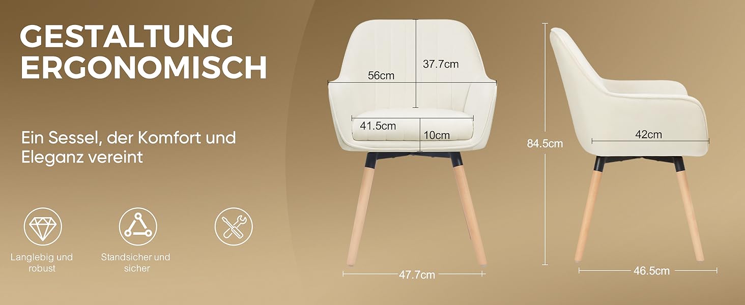 Крісла для їдальні ELUCHANG (2 шт), 360° обертання, товста подушка 10 см, високі підлокітники, сірий велюр, до 150 кг, для спальні, кухні, вітальні