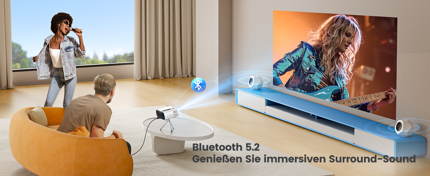 Портативний проєктор Mini Beamer 4K з підтримкою Android 13, WiFi 6, Bluetooth 5.4 та обертанням 270°. Підтримка HDMI, USB, iOS, PC. Автоматична корекція трапеції. Білий (молочний)