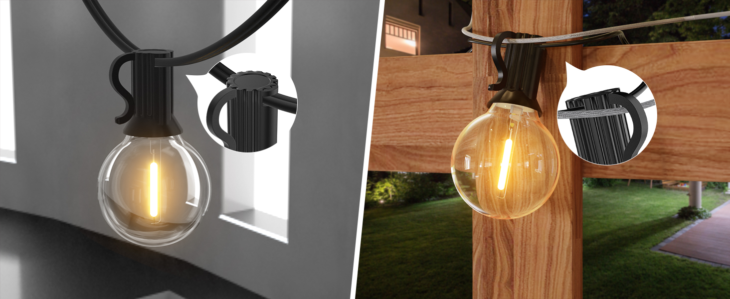 Ланцюжок вогнів GLUROO для вулиці, диммування, 45.7м, водонепроникний, з пульт, 75+2 G40, LED, для саду