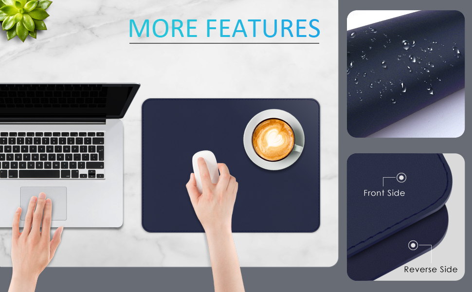 Набори підставки під посуд APLKER, 8 шт., водонепроникні, з ефектом шкіри, ПВХ, 16 x 12 дюймів (темно-синій)