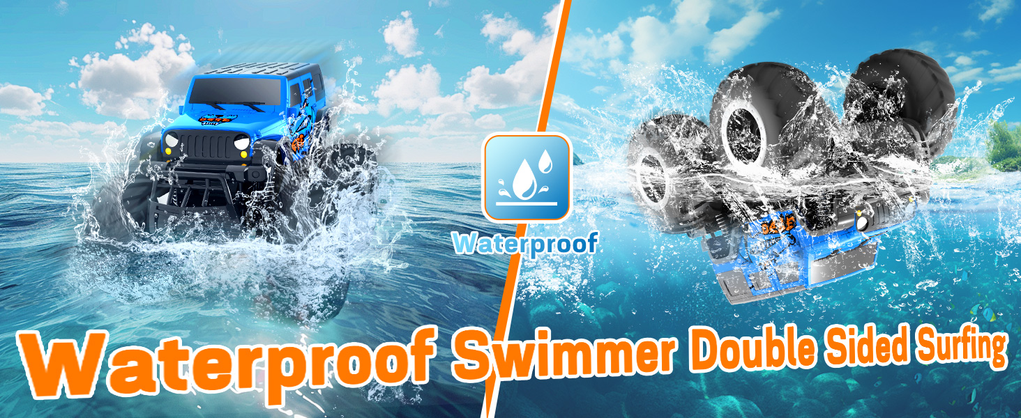 Радіокерований позашляховик Monstertruck 2.4GHz 4WD (до 15+ км/год) з двома акумуляторами, водонепроникний, для дітей від 6 років