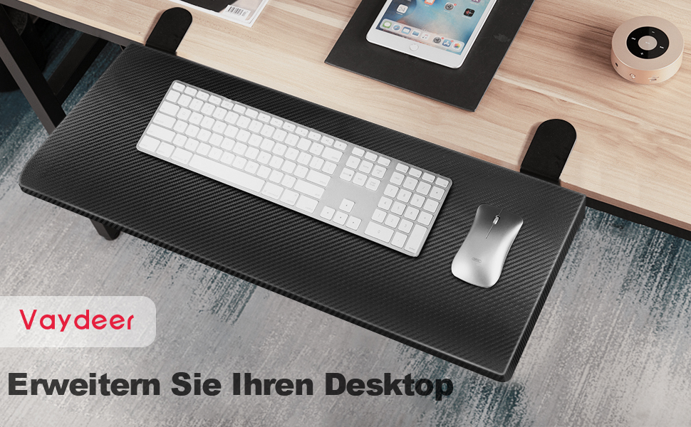 VAYDEER Подовжувач для столу з підставкою під руки та клавіатуру, чорний - Ergonomic Desk Extender