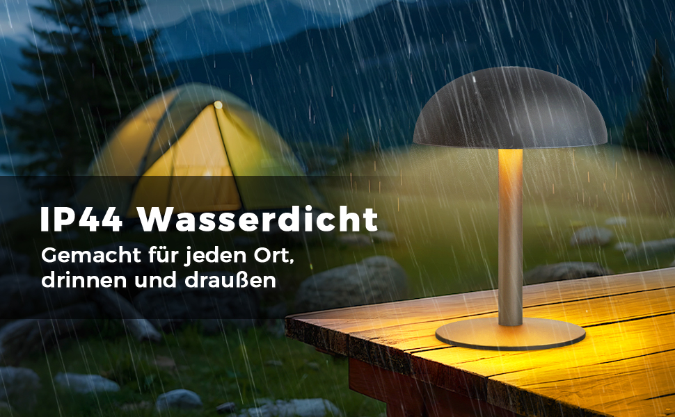 FUYO Грибний світильник без дротів - настільна лампа з сенсорним керуванням, регулюванням яскравості та функцією пам'яті, сучасний дизайн для спальні, вітальні та кемпінгу (Чорний)