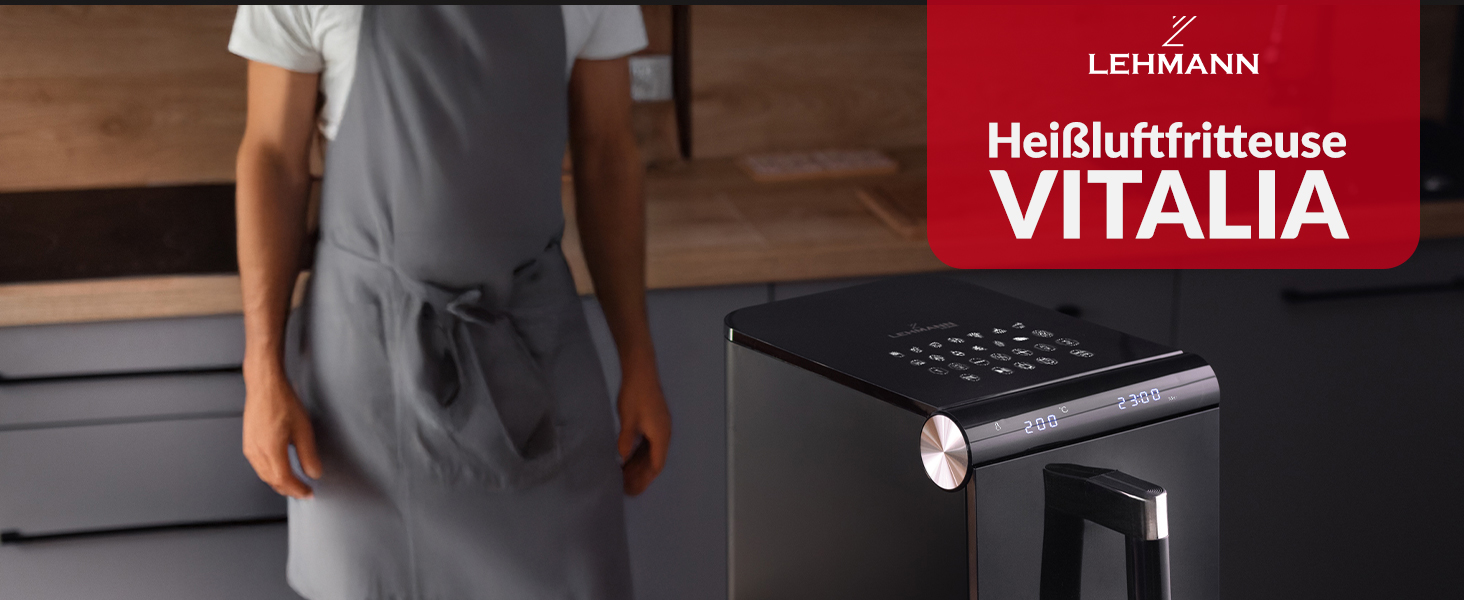 Фритюрниця повітряна LEHMANN XXL з 2 камерами, 11л, 13 програм, дисплей, антипригарне покриття, для великої сім'ї