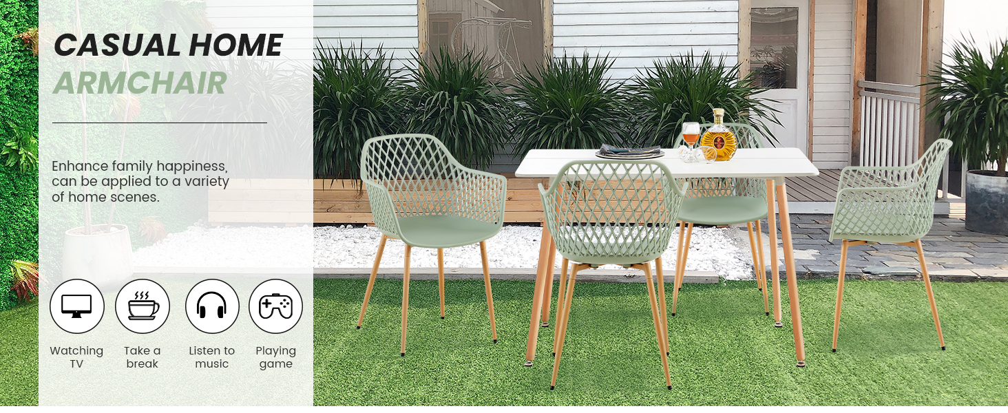 Набір садово-розслаблюючих крісел 4 шт. для тераси, балкону та саду, 120 кг, сіро-зелений