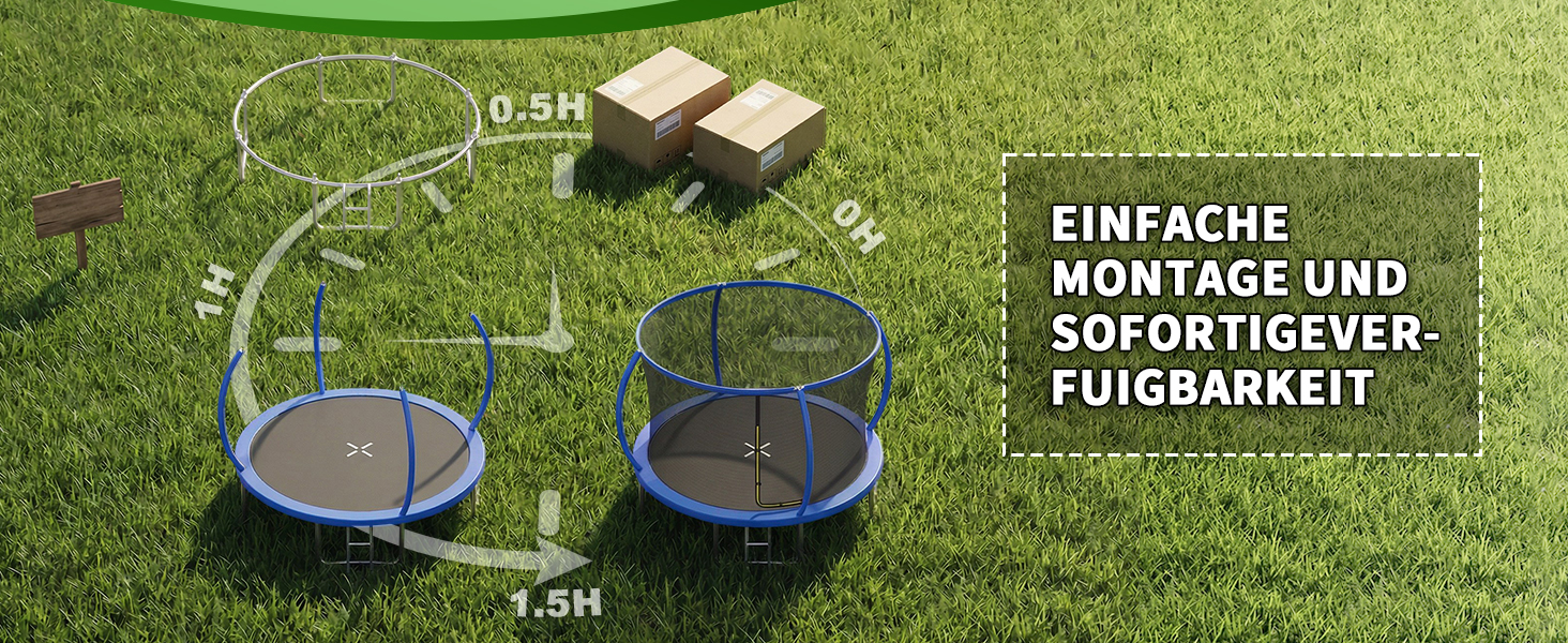 Батут JUMMICO вуличний Ø183/220/290/360 см з сіткою, захисним покриттям та комплектом для монтажу, круглий садовий батут для дітей 220 см синій