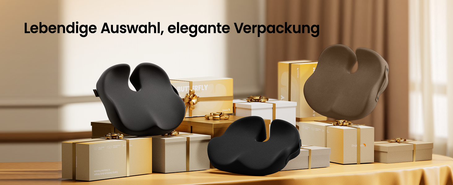 Подушка для офісного крісла ProtoArc, ергономічна подушка для куприка, піна з пам'яті, для інвалідного візка, авто, чорний колір, великий розмір