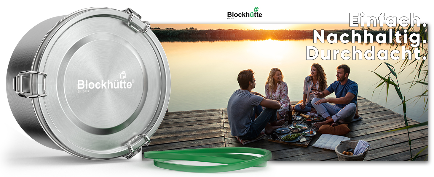 Преміум ланчбокс Blockhütte з нержавіючої сталі для дітей, 780 мл, з ложкою та 2 ущільнювачами, витримує температуру духовки, можна мити в посудомийній машині