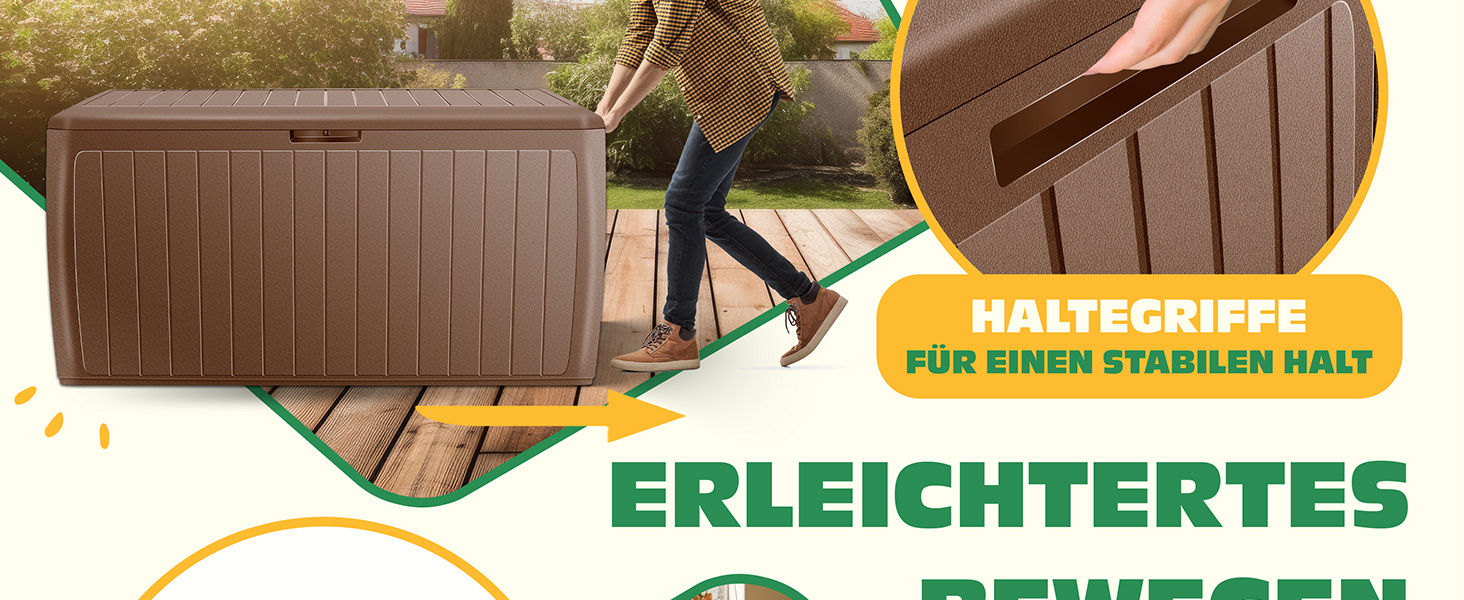 Ящик для подушок KESSER® 290л з колесами, антрацит - садовий контейнер для зберігання, витримує 100 кг