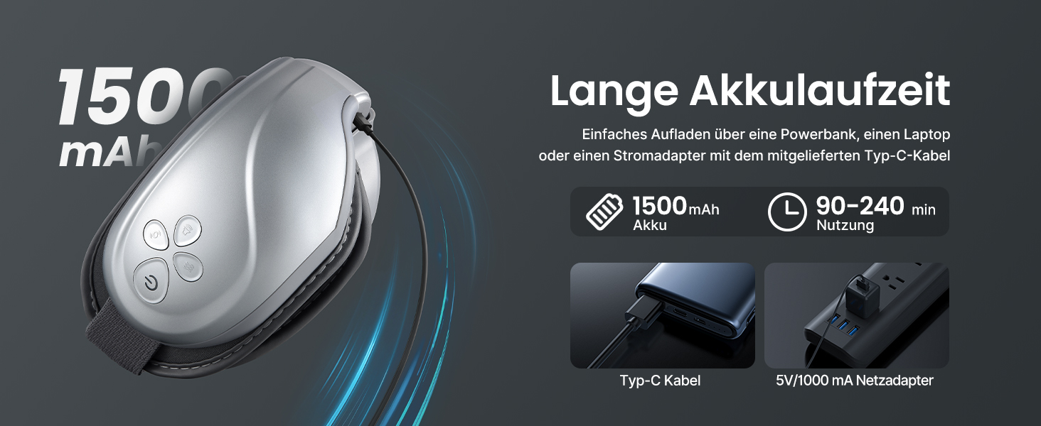 Масажер для очей RENPHO Eyeris 2 з підігрівом та вібрацією - для релаксації та покращення сну, сріблястий