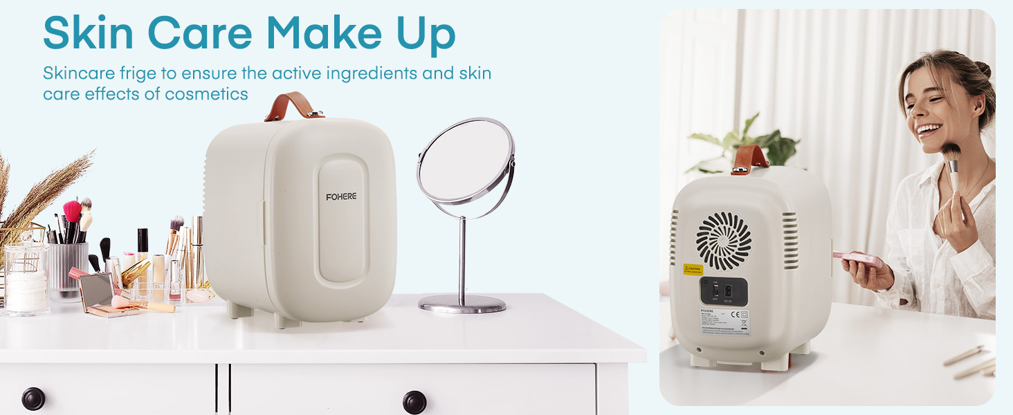 Міні холодильник FOHERE 5 літрів, USB живлення, 220V/12V, для напоїв та догляду за шкірою, білий