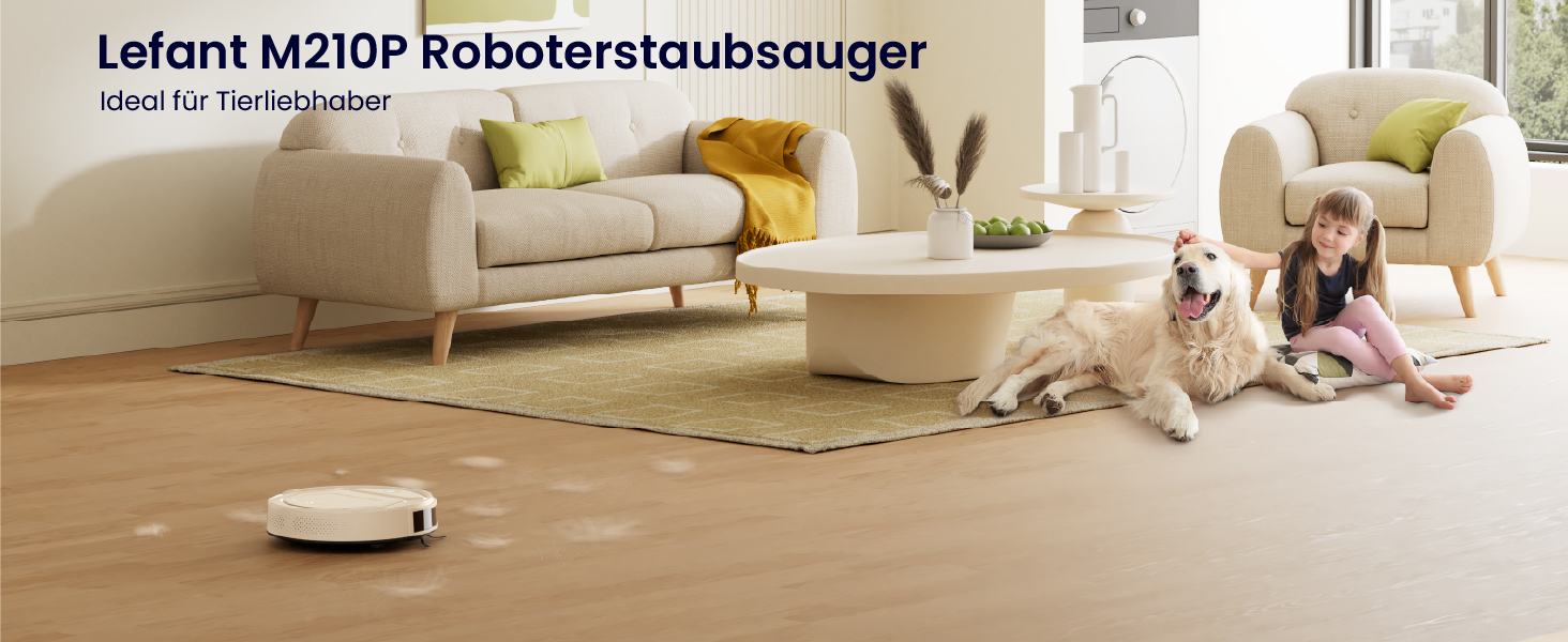 Робот-пилосос LEFANT M210P: потужність 2200 Pa, тиха робота 55dB, Wi-Fi, Bluetooth, Alexa, керування через додаток, час роботи 120 хвилин, для шерсті тварин та твердих поверхонь. Модель M210C