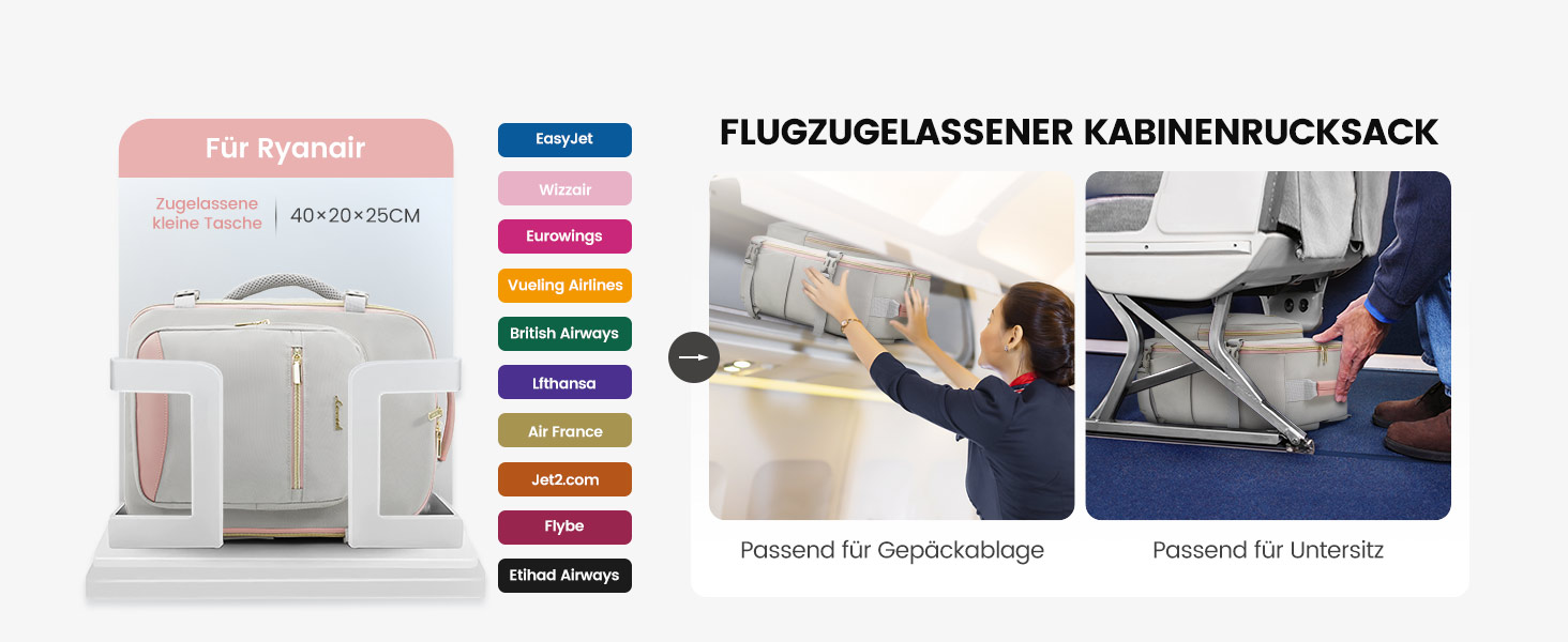 LOVEVOOK Рюкзак ручної об'єм Ryanair, 40x20x25 см, для ноутбука 13.3