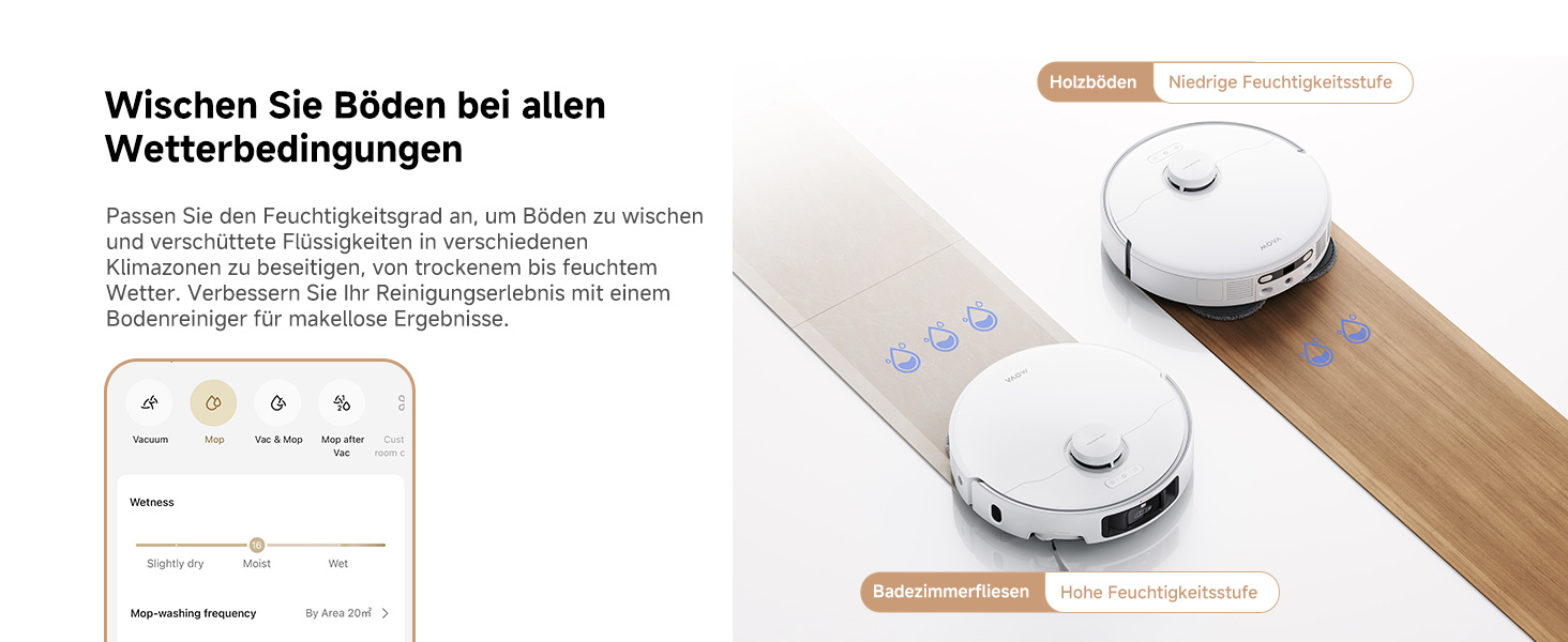 Робот-пилосос Mova P50 Pro Ultra з мокрою прибиранням, 19000 Па, самоочищення гарячою водою, бічні щітки, LDS-навігація, RGB AI, уникнення перешкод, автоматичне спорожнення/поповнення