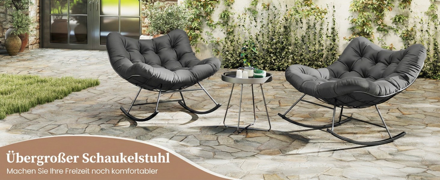 Крісло-гойдалка COSTWAY для саду, балкона та дому, зелене, з подушкою, вантажопідйомність 205 кг