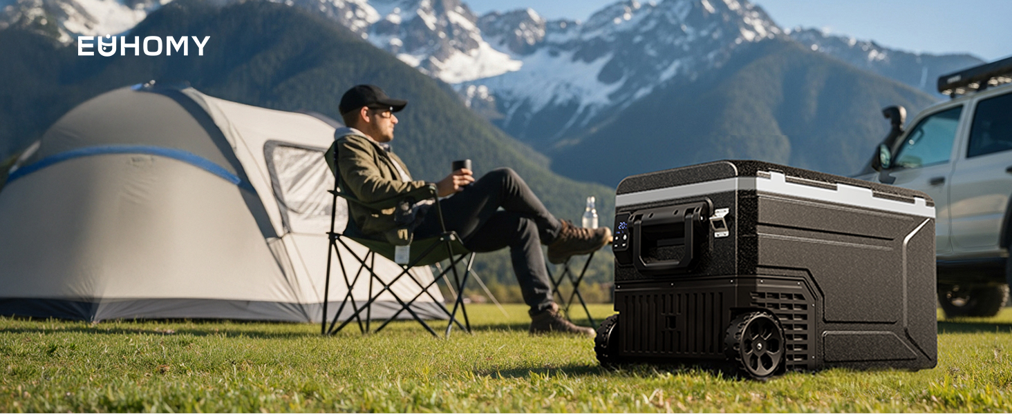 Автомобільний компресорний холодильник EUHOMY 64л з Wi-Fi, -20℃~20℃, 12/24V/220V: для кемпінгу, подорожей, риболовлі