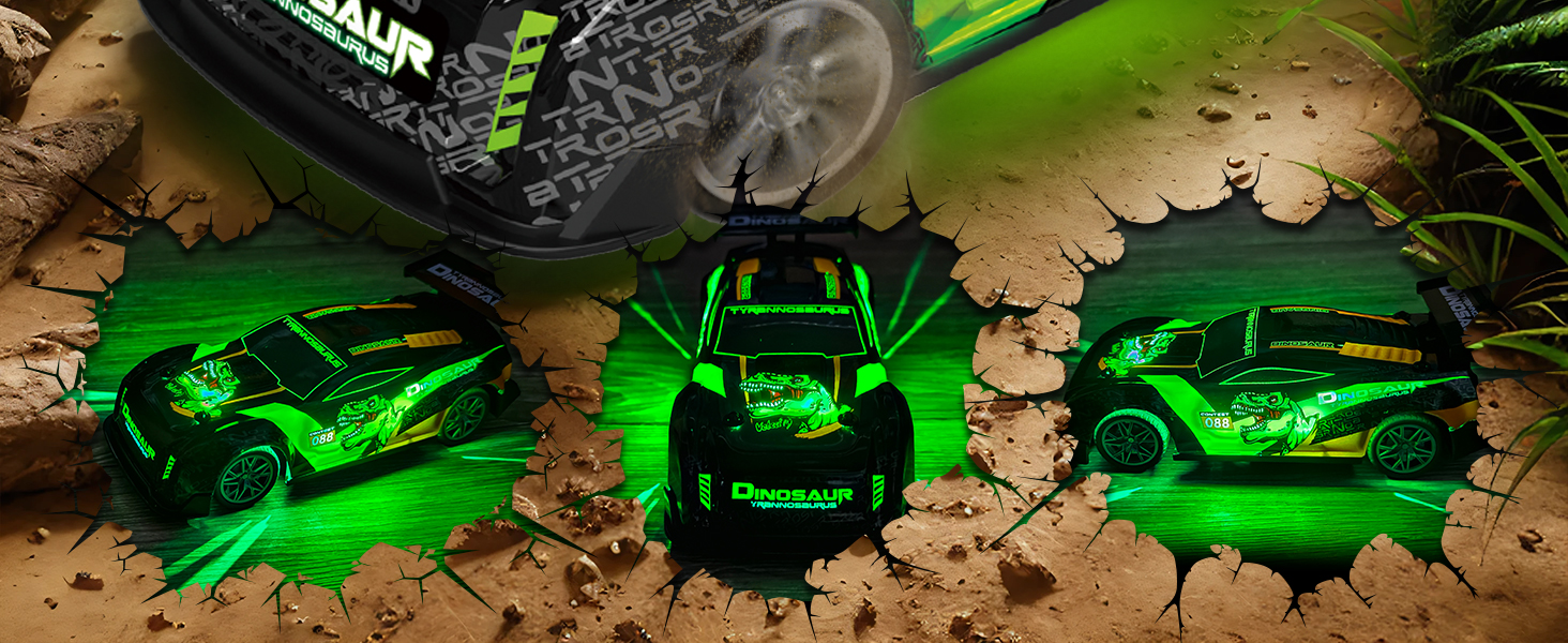 Радіокерований Monstertruck 1:20 2.4GHz Динозавр - швидкість 20 км/год, LED, Музика, для хлопчиків та дівчаток від 3 років
