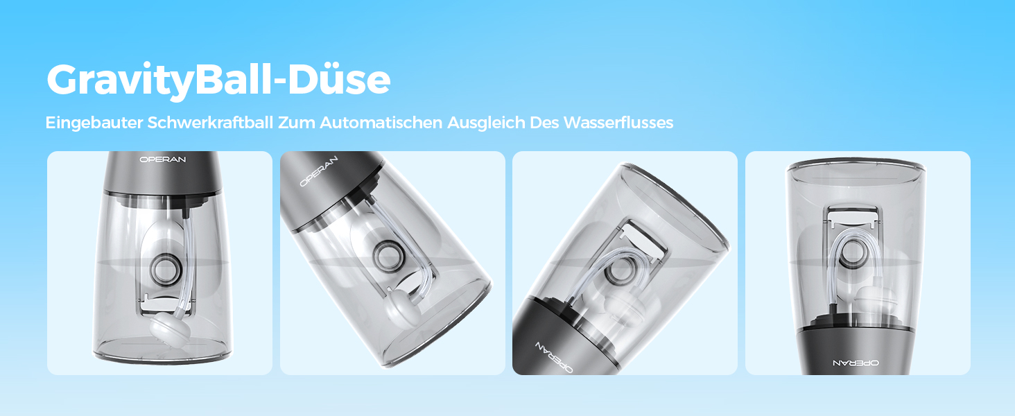 Ірригатор для порожнини рота Operan Munddusche Black - бездротовий, портативний, 300 мл, 4 насадки