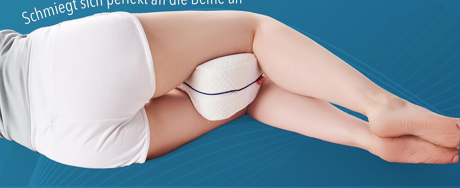 Подушка для сну між ніг Blumtal з піни Memory Foam для лежання на боку - сертифікат Oeko-TEX, ортопедична подушка при ішіасі, біла